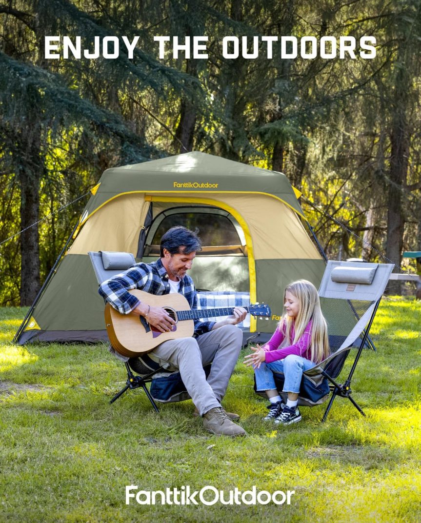 FanttikOutdoor Camping Tent 4/6/8/10 Person Instant Cabin Tent Setup in 60 Seconds with Rainfly & Windproof Portable with Carry Bag for Family Camping & Hiking, Upgraded Ventilation - Image 7