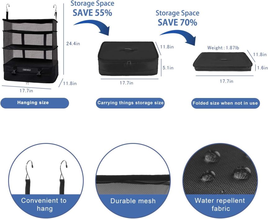 Portable Hanging Travel Shelves Bag Packing Cube Organizer Suitcase Storage Large Capacity - Image 2